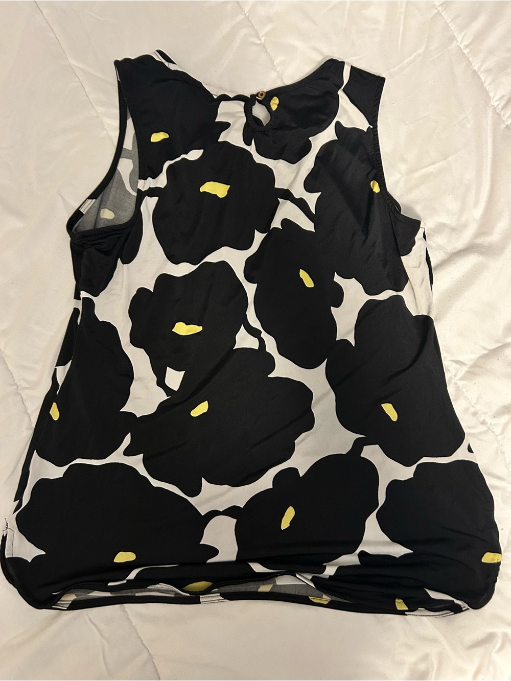 SHEIN Black & White Floral Tank with Yellow Accents